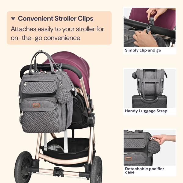 Babbleroo Diaper Bag Backpack, Spacious & Stylish Nappy Organizer, Dark Gray, 1 Pc