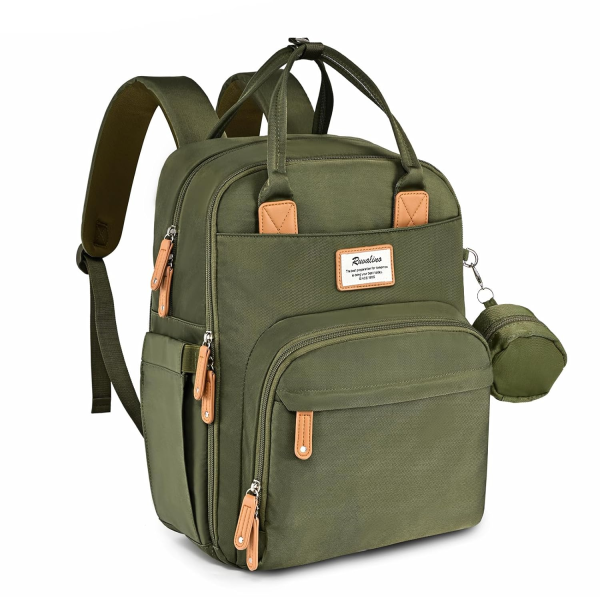 RUVALINO Diaper Bag Backpack - Multifunction Waterproof Travel Backpack, Baby Bag with Changing Pad & Stroller D-Ring & Pacifier Case - Travel Essentials & Baby Registry Search & Shower Gifts - Gray