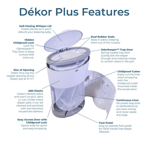 Dekor plus Hands-Free Diaper Pail | Gray