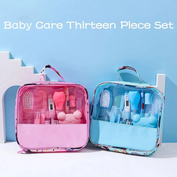 OBOSOE 13PCS Baby Grooming Kits,First Aid Kits,Baby Care Kits,Baby Brushes,Nail Clippers,Nose Cleaners and Other Beauty Kits