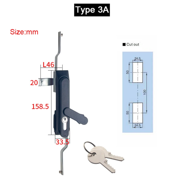New 2PCS Industrial Equipment Cabinet Locks Distribution Box Locks Switch Control Electrical Cabinet Locks+Keys (Keys Alike)