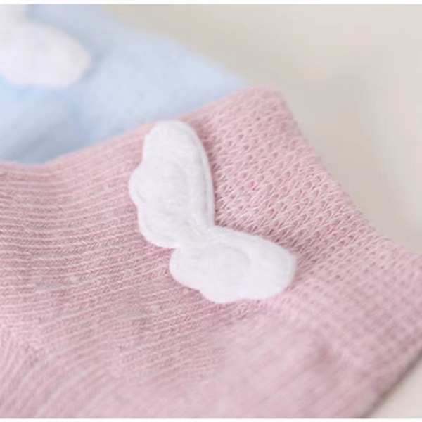 Cute Baby Socks Cotton Non Slip Baby Angel Wing Socks Little Boys Girls Kids Princess Crew Socks White Pink Blue Birthday Funny