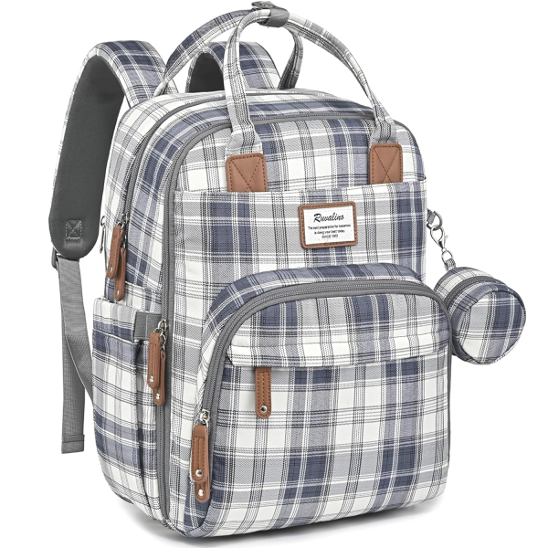 RUVALINO Diaper Bag Backpack - Multifunction Waterproof Travel Backpack, Baby Bag with Changing Pad & Stroller D-Ring & Pacifier Case - Travel Essentials & Baby Registry Search & Shower Gifts - Gray