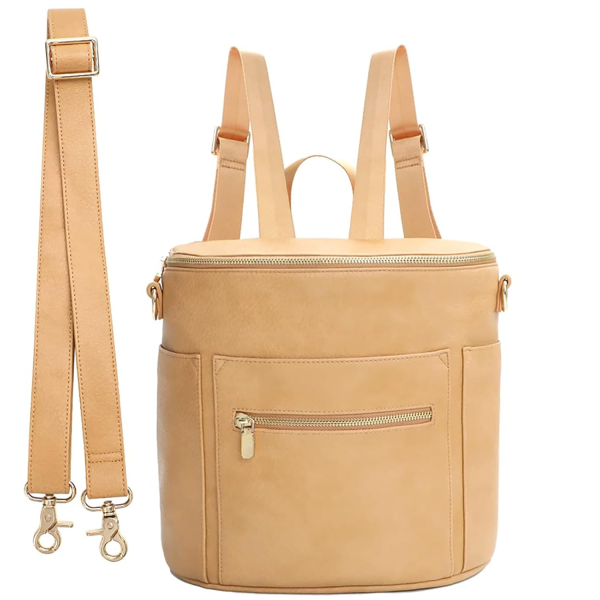 Miss Fong Small Diaper Bag Mini Diaper Bag, Leather Diaper Bag Backpack Mini Backpack with 14 Pockets Insulated Pockets & Shoulder Strap