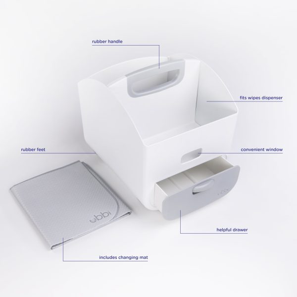 Ubbi Portable Baby Diaper Organizer Station & Folding Changing Mat to Aid Adults in Diapering, Gray