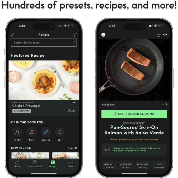 CHEF Iq Sense Smart Wireless Ultra-Thin Meat Thermometer, Unlimited Range, Bluetooth & Wifi, - 2 Probe Set with Smart Hub