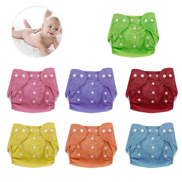 Hvxrjkn 7Pcs Baby Nappies Baby Diapers Newborn Reusable Cloth Nappy Diapers Baby Adjustable Nappies Infant Knitted Mesh Fabric Training Pant for Most Babies and Toddlers