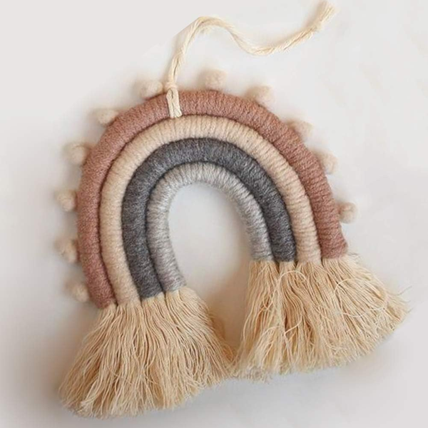 EBINGMIMA Rainbow Wall Hanging, Boho Macrame Wall Decor, Baby Nursery Wall Art (Pink, 7X7X0.78In)
