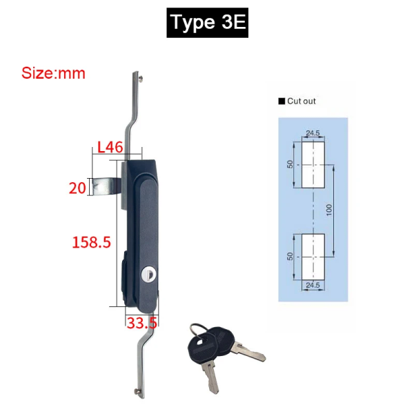 New 2PCS Industrial Equipment Cabinet Locks Distribution Box Locks Switch Control Electrical Cabinet Locks+Keys (Keys Alike)