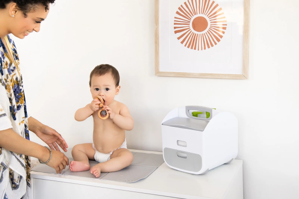 Ubbi Portable Baby Diaper Organizer Station & Folding Changing Mat to Aid Adults in Diapering, Gray