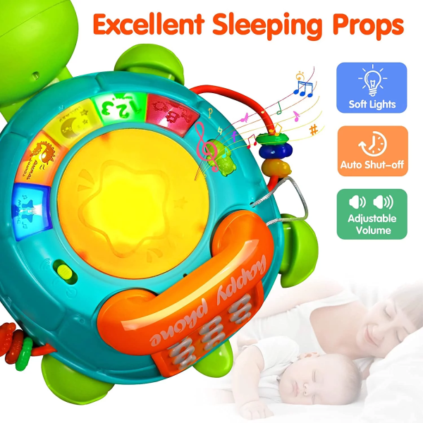 MKING Baby Toys 12-18 Months, Light up Baby Toys 6 to 12 Months Musical Turtle with Letters Numbers Phone Infant Baby Toys for 6 9 12 18 Months Educational Learning Toys