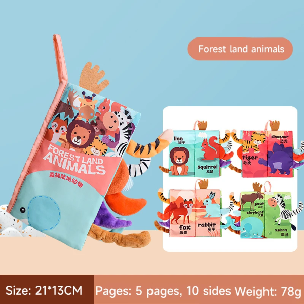 New Soft Baby Books Toys 3D Touch Feel Cloth Book Animal Cloth Book Sensory Early Learning Toys Infant Toddler Gifts 0-12 Months