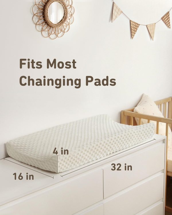 Babebay Changing Pad Cover, Ultra Soft Minky Dots Plush Changing Table Covers for Baby Boys and Girls, Breathable, 2 Pack(Blue Gray & Lily White)