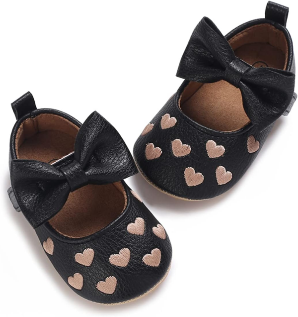 LAFEGEN Baby Girls Mary Jane Flats with Bownot Non Slip Soft Sole PU Leather Newborn Infant Toddler First Walker Cirb Dress Shoes