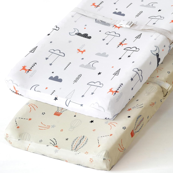 Stretchy Changing Pad Covers BROLEX Changing Table Cover for Baby Boys Girls,2 Pack Jersey Knit,Owl & Bear