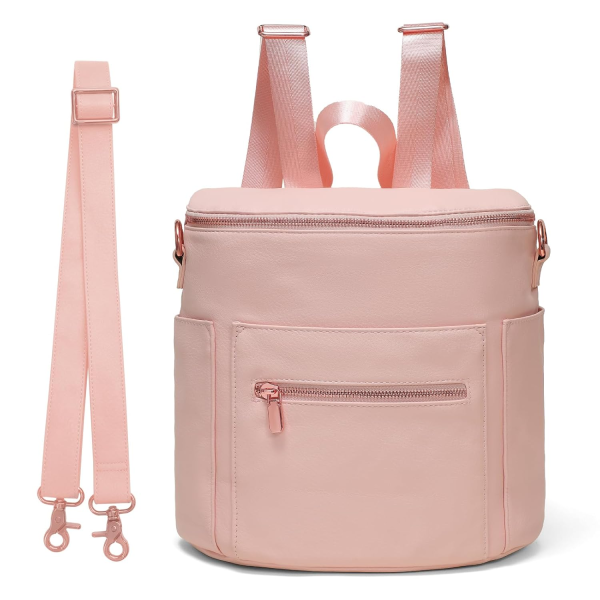 Miss Fong Small Diaper Bag Mini Diaper Bag, Leather Diaper Bag Backpack Mini Backpack with 14 Pockets Insulated Pockets & Shoulder Strap