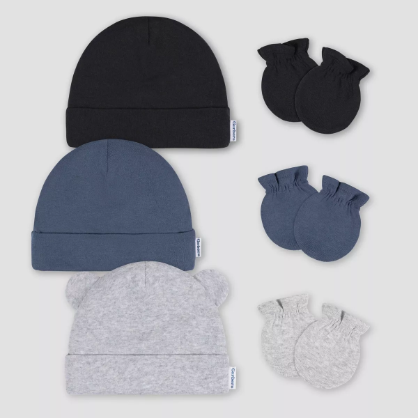 Gerber Baby 6Pk Hat & Mitten Set