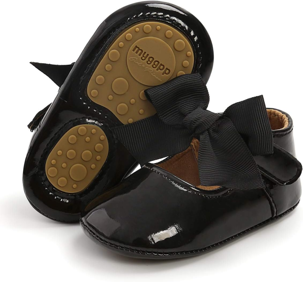 LAFEGEN Baby Girls Mary Jane Flats with Bownot Non Slip Soft Sole PU Leather Newborn Infant Toddler First Walker Cirb Dress Shoes