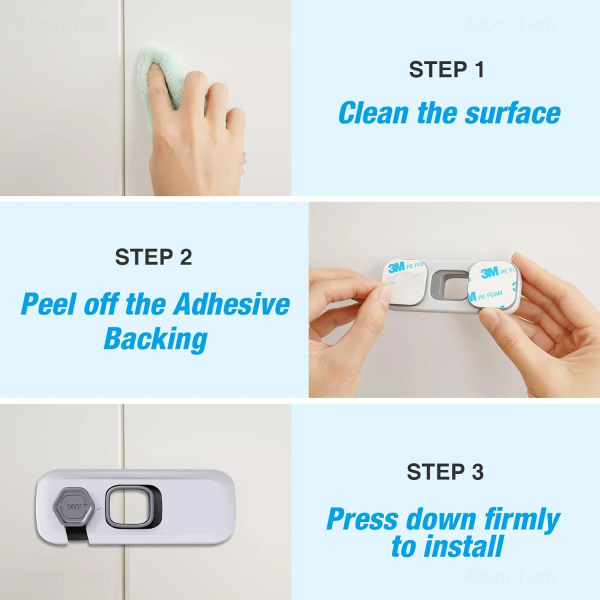 Nihome Child Proof Refrigerator Lock 6-Pack, Baby Safety Locks for Fridges, Cabinets, Drawers, Double Doors and More, French Fridge Door Lock Protect Babies from Fridge Accidents, Durable(Gray)