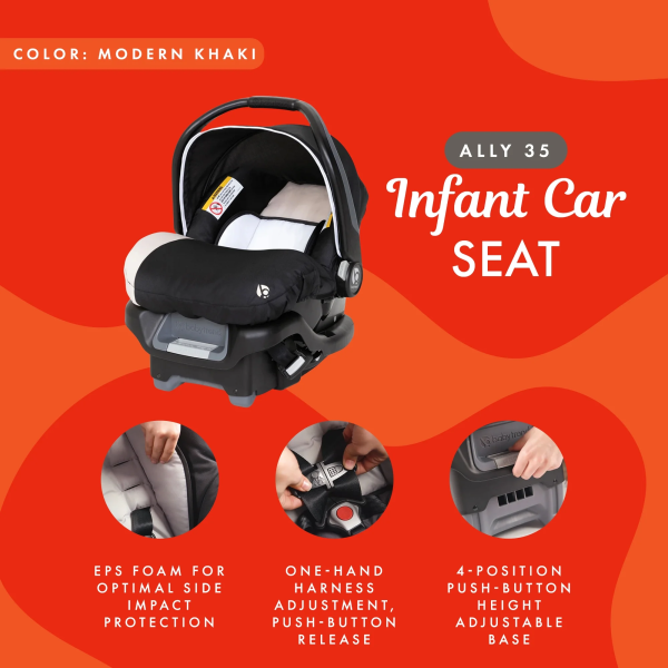 Baby Trend Ally Baby Infant Car Seat Travel System with Cover, Khaki