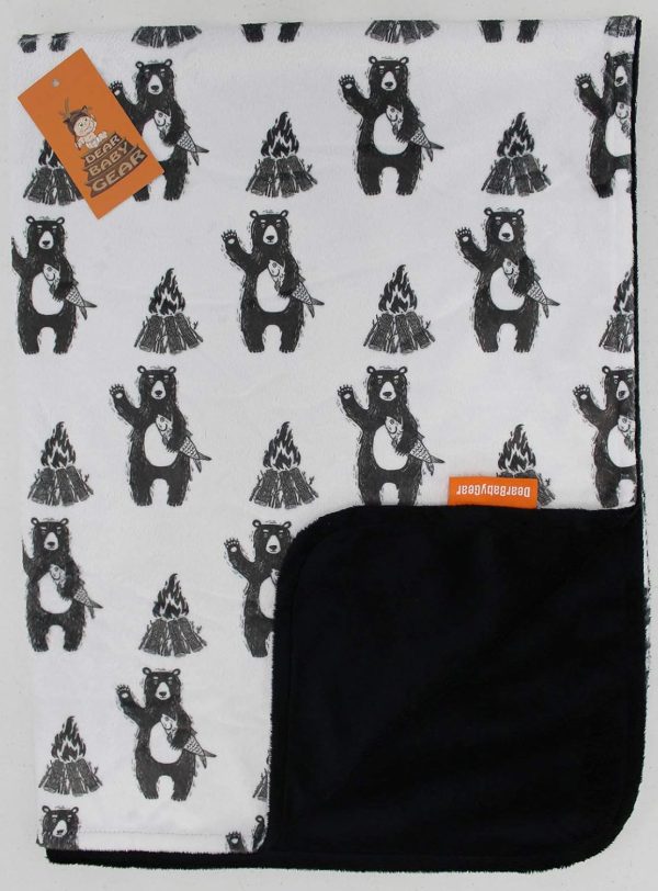 Dear Baby Gear Deluxe Baby Blanket - Unisex Reversible Soft, Double Layer Blankets for Boys and Girls - Newborn Blankets - Infant Crib Bedding Decor - BB Bear with Campfire, 40X30 Inches