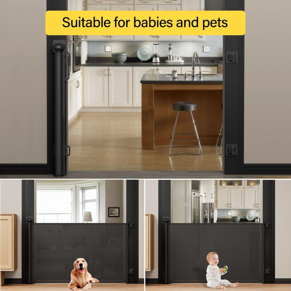 Babepai Baby Gate - No Drill, Punch Free Retractable, Extends to 54" Wide, Stair & Doorway Gate for Indoor/Outdoor Use