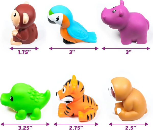 Tub Works Mold Free No Hole Bath Toys, 6 Pack, Rainforest