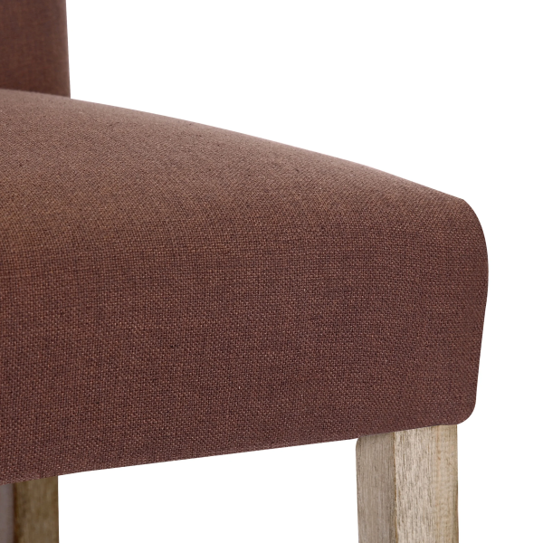 Westintrends Hayes Stools for Kitchen Counter Set of 3, Linen Upholstered Button Tufted Counter High Chairs Solid Wood Legs, Brown