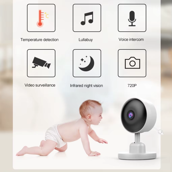 Smart Home Video Baby Monitors with Temperature and Feeding Alerts 5 Inch IPS Color Display 480P A