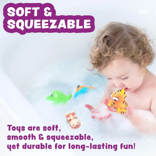 Tub Works Mold Free No Hole Bath Toys, 6 Pack, Rainforest