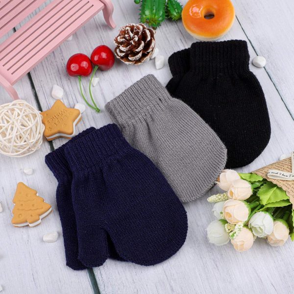 URATOT 6 Pairs Toddler Knitted Mittens Magic Stretch Gloves Winter Warm Knitted Soft Baby Mittens