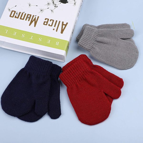 URATOT 6 Pairs Toddler Knitted Mittens Magic Stretch Gloves Winter Warm Knitted Soft Baby Mittens