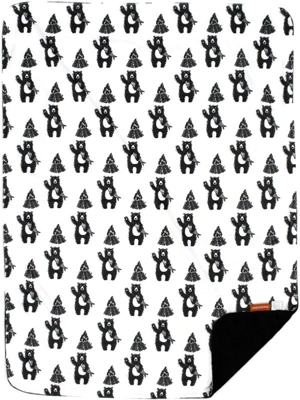 Dear Baby Gear Deluxe Baby Blanket - Unisex Reversible Soft, Double Layer Blankets for Boys and Girls - Newborn Blankets - Infant Crib Bedding Decor - BB Bear with Campfire, 40X30 Inches