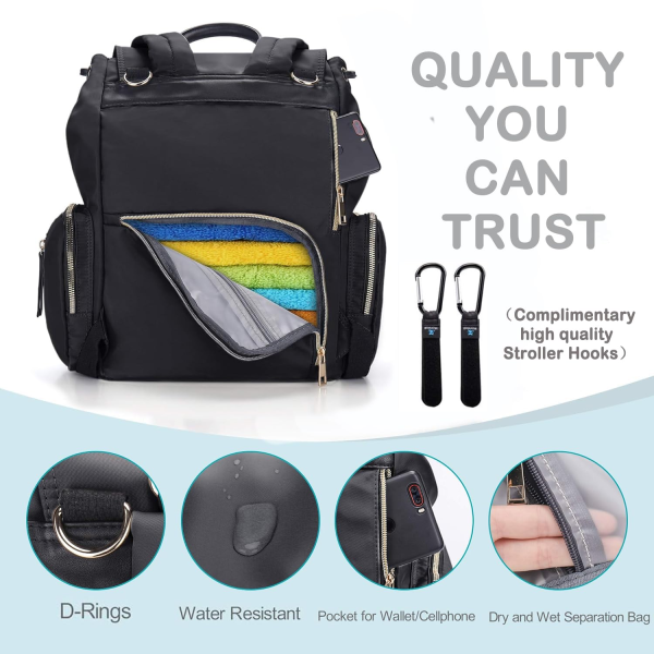 Hafmall Diaper Backpack Diaper Bag with Stroller Hooks, Pañaleras Para Bebe, Diaper Backpack for Mom
