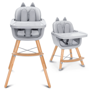 High Chair for Baby and Toddler, 3-In-One Convertible Easy Clean Infant Highchair with Adjustable Legs & Dishwasher Safe Tray-Gray