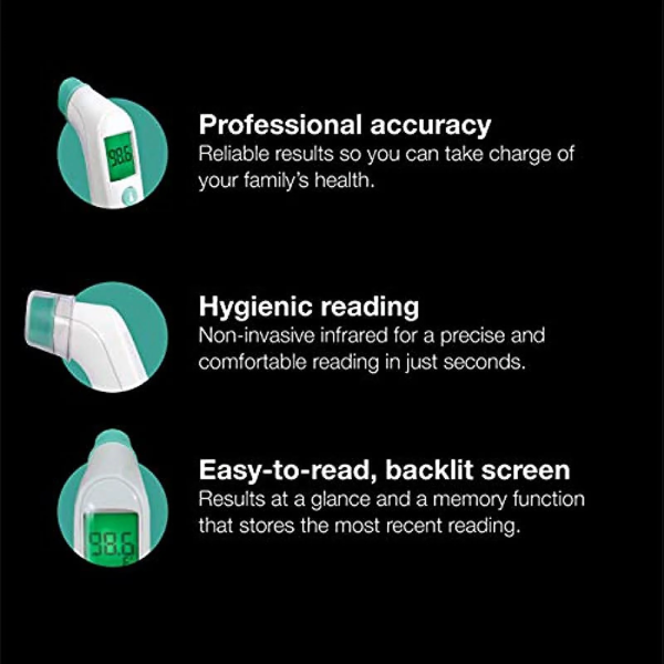 Braun Templeswipe Thermometer - Digital Thermometer with Color Coded Temperature Guidance - Thermometer for Adults, Babies, Toddlers and Kids