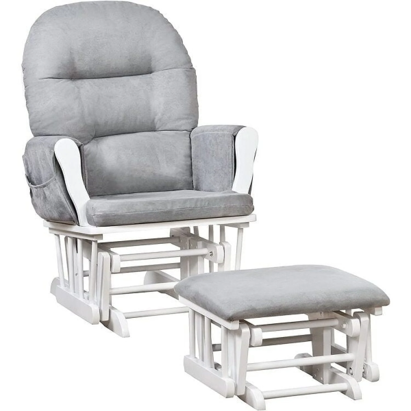 Brisbane Nursery Glider & Ottoman Sets, Glider Recliner Nursery Rocking Chair, Nursery Glider Rocker with Ottoman, Reclining Gliders & Chairs for Breastfeeding, Reading, Napping - Espresso/Dark Gray
