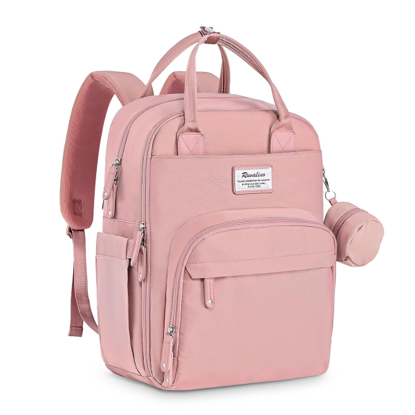 RUVALINO Diaper Bag Backpack - Multifunction Waterproof Travel Backpack, Baby Bag with Changing Pad & Stroller D-Ring & Pacifier Case - Travel Essentials & Baby Registry Search & Shower Gifts - Gray