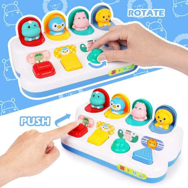 Style-Carry Interactive Activity Toy for Babies, Cause and Effect Toys, Montessori Toy for 6-12 Months Boys Girls, Activity Center Toy Cute Animal Learning Game