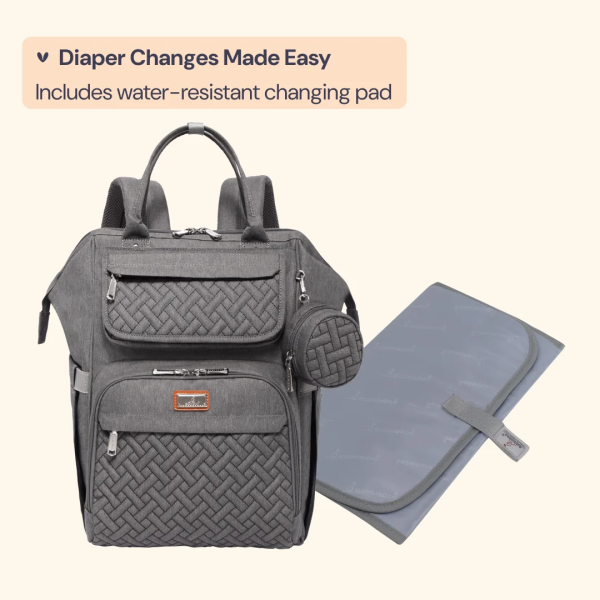 Babbleroo Diaper Bag Backpack, Spacious & Stylish Nappy Organizer, Dark Gray, 1 Pc