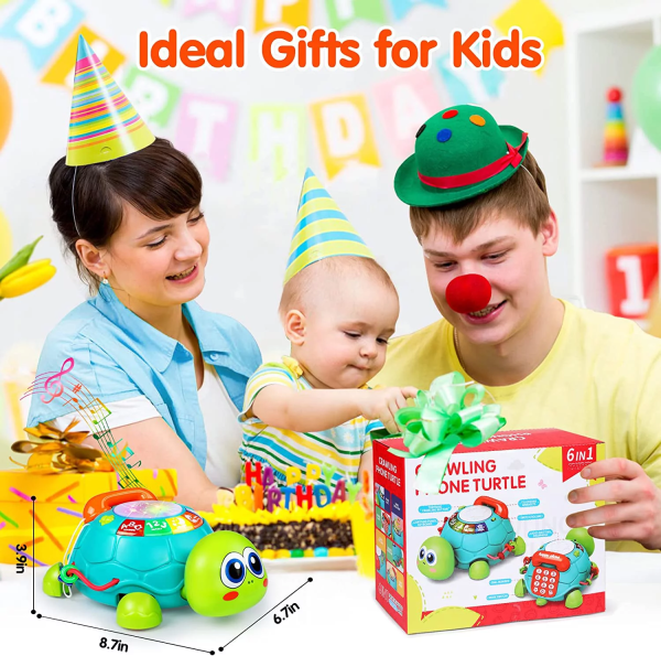 MKING Baby Toys 12-18 Months, Light up Baby Toys 6 to 12 Months Musical Turtle with Letters Numbers Phone Infant Baby Toys for 6 9 12 18 Months Educational Learning Toys