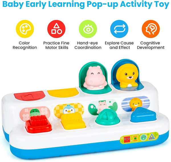 Style-Carry Interactive Activity Toy for Babies, Cause and Effect Toys, Montessori Toy for 6-12 Months Boys Girls, Activity Center Toy Cute Animal Learning Game