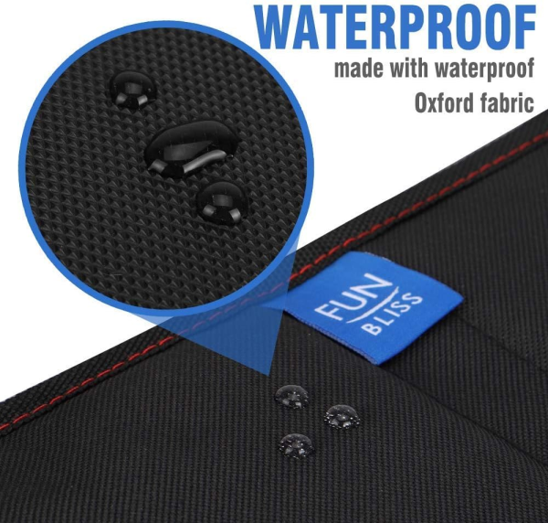 Funbliss Car Seat Protector + Kick Mats Car Backseat Organizer Black,Suitable for All Cars,Xl Largest Car Seat Cover for Child Baby Carseat, Kick Mat Back Seat W/Storage Pockets