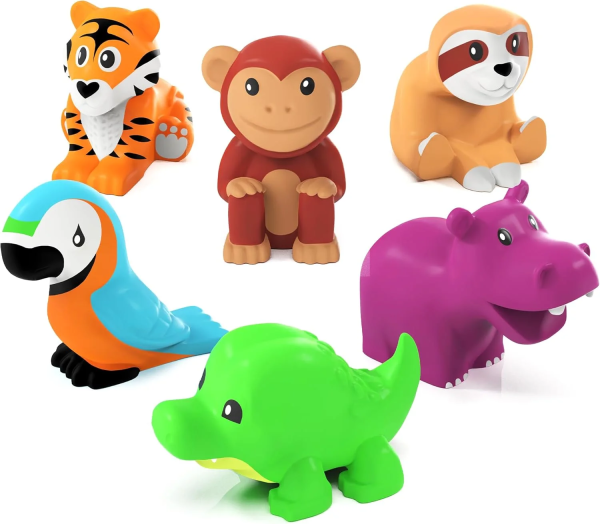 Tub Works Mold Free No Hole Bath Toys, 6 Pack, Rainforest