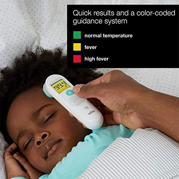 Braun Templeswipe Thermometer - Digital Thermometer with Color Coded Temperature Guidance - Thermometer for Adults, Babies, Toddlers and Kids