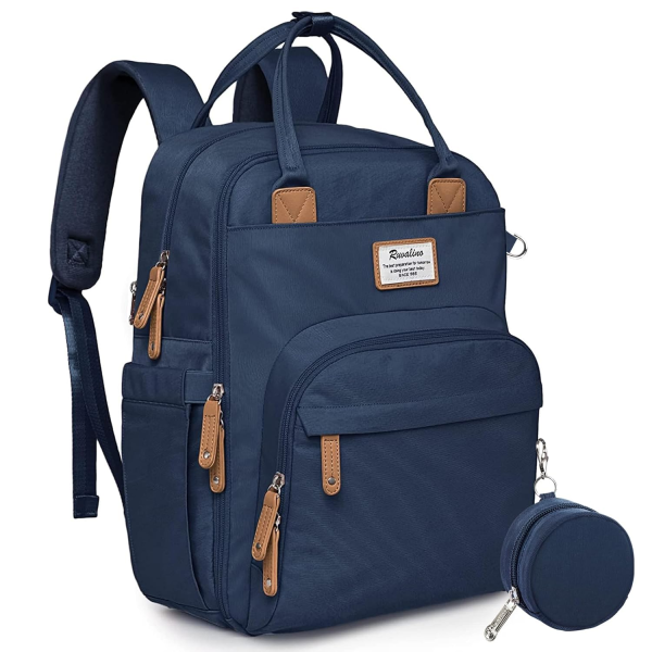 RUVALINO Diaper Bag Backpack - Multifunction Waterproof Travel Backpack, Baby Bag with Changing Pad & Stroller D-Ring & Pacifier Case - Travel Essentials & Baby Registry Search & Shower Gifts - Gray