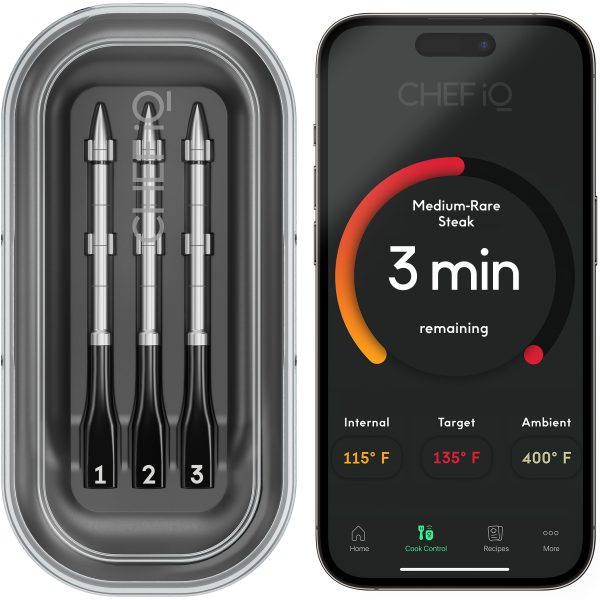 CHEF Iq Sense Smart Wireless Ultra-Thin Meat Thermometer, Unlimited Range, Bluetooth & Wifi, - 2 Probe Set with Smart Hub