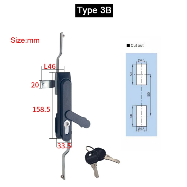 New 2PCS Industrial Equipment Cabinet Locks Distribution Box Locks Switch Control Electrical Cabinet Locks+Keys (Keys Alike)