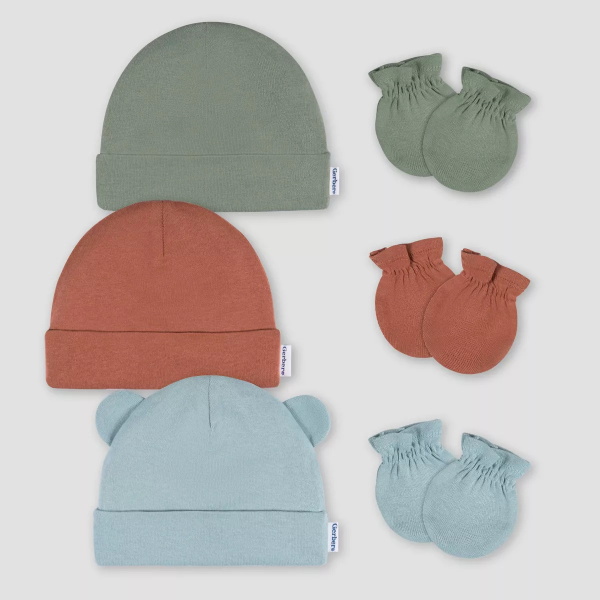 Gerber Baby 6Pk Hat & Mitten Set