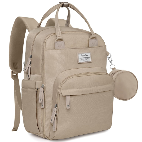 RUVALINO Diaper Bag Backpack - Multifunction Waterproof Travel Backpack, Baby Bag with Changing Pad & Stroller D-Ring & Pacifier Case - Travel Essentials & Baby Registry Search & Shower Gifts - Gray